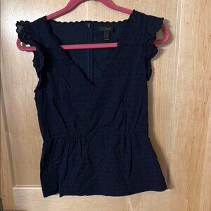 J. Crew Black Ruffled Peplum Blouse